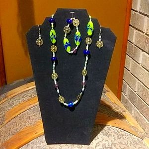 Handmade bead and glass necklace set.